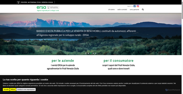 Security scan screenshot of https://www.ersa.fvg.it/cms/hp/;jsessionid=02AF1647EE24A90597BB68A46511E0D9