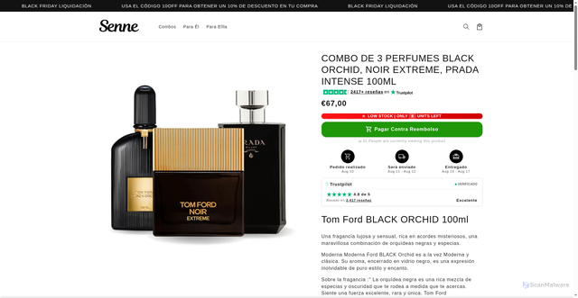 Security scan screenshot of https://seenee.site/products/pachet-promotional-de-3-parfumuri-paco-rabanne-invictus-legend-paco-rabanne-invictus-si-paco-rabanne-invictus-victory-100ml-copia