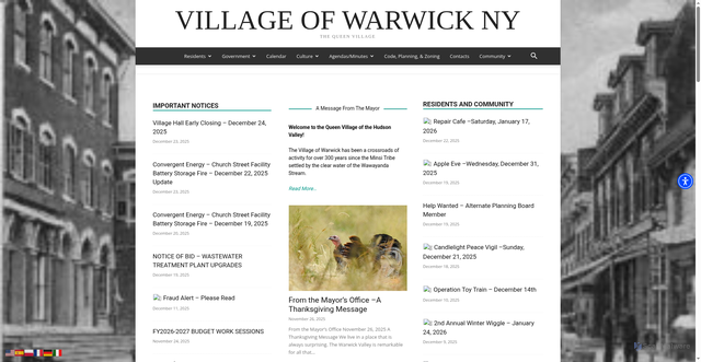Security scan screenshot of https://villageofwarwickny.gov/