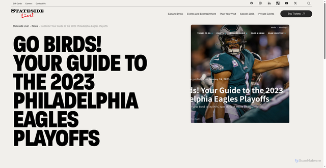 Security scan screenshot of https://statesidelive.com/news/jan24_visitphilly_eaglesplayoffs