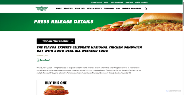 Security scan screenshot of https://ir.wingstop.com/the-flavor-experts-celebrate-national-chicken-sandwich-day-with-bogo-deal-all-weekend-long/