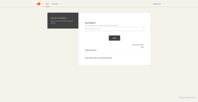 Security scan screenshot of https://portal.markel.com