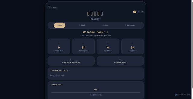 Security scan screenshot of https://kalimat-quran-55154apb32.edgeone.app/