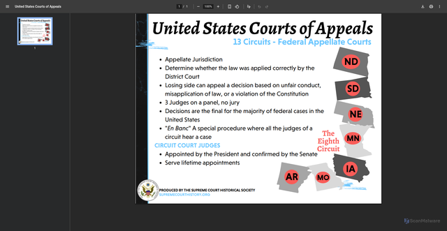 Security scan screenshot of https://civics.supremecourthistory.org/wp-content/uploads/2023/11/U.S.-Courts-of-Appeals.pdf