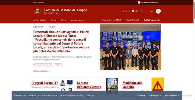 Security scan screenshot of https://www.comune.bassano.vi.it
