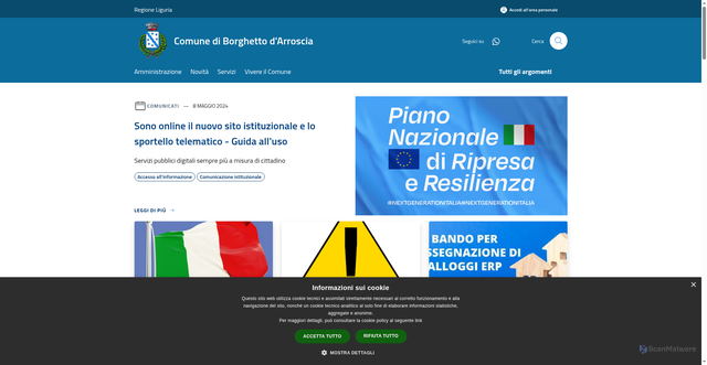 Security scan screenshot of https://www.comune.borghettodarroscia.im.it