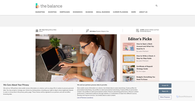 Security scan screenshot of https://www.thebalancemoney.com