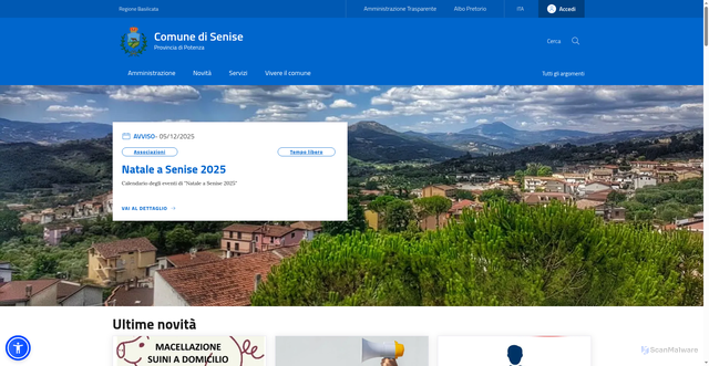 Security scan screenshot of https://www.comune.senise.pz.it/