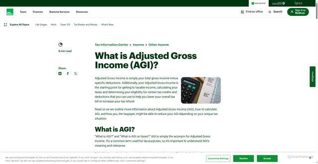 Security scan screenshot of https://www.hrblock.com/tax-center/income/other-income/what-is-adjusted-gross-income-and-taxable-income/?srsltid=AfmBOooFFSf-uQOgtpUVli_4pwDvC67aH-AsGlTzKYHHaRZcTCQHMK0o