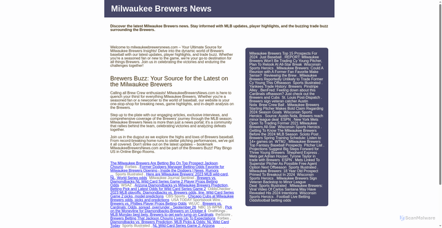 Security scan screenshot of https://www.milwaukeebrewersnews.com/