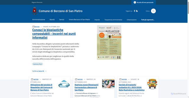 Security scan screenshot of https://www.comune.berzanosanpietro.at.it/