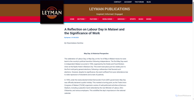 Security scan screenshot of https://leymanck.com/a-reflection-on-labour-day-in-malawi-and-the-significance-of-work/