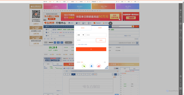 Security scan screenshot of https://quote.eastmoney.com