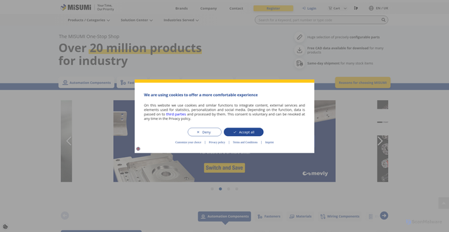 Security scan screenshot of https://uk.misumi-ec.com