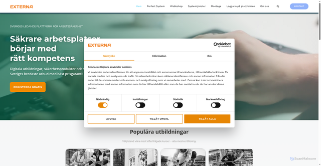 Security scan screenshot of https://externagruppen.se