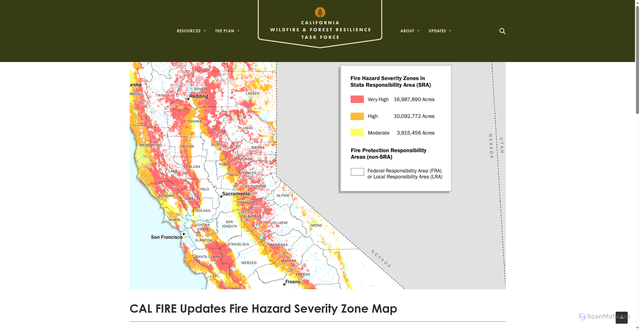 Security scan screenshot of https://wildfiretaskforce.org/updated-fire-hazard-severity-zone-map-available-for-public-comment/