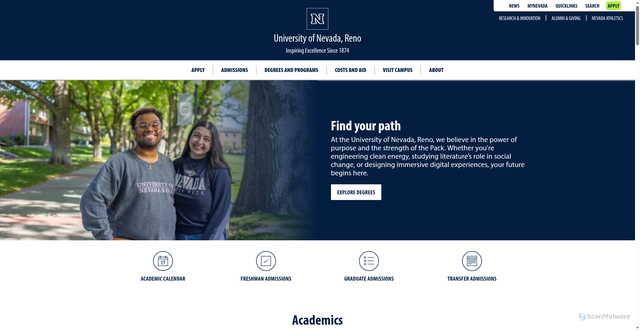 Security scan screenshot of https://unr.edu