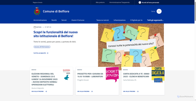 Security scan screenshot of https://www.comune.belfiore.vr.it/