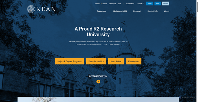 Security scan screenshot of https://kean.edu