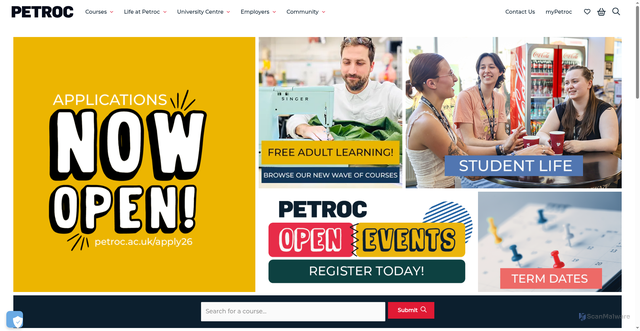 Security scan screenshot of https://www.petroc.ac.uk/