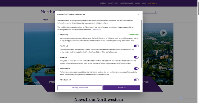 Security scan screenshot of https://www.northwestern.edu/
