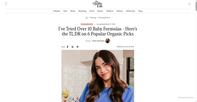 Security scan screenshot of https://www.thequalityedit.com/articles/premium-baby-formula-comparison