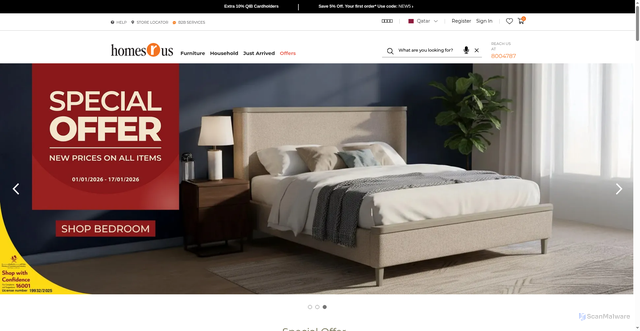 Security scan screenshot of https://www.homesrus.qa