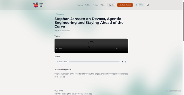 Security scan screenshot of https://rockthejvm-site.pages.dev/podcast/64e25e85-44a2-4e9d-ae72-d5b1c142ed86