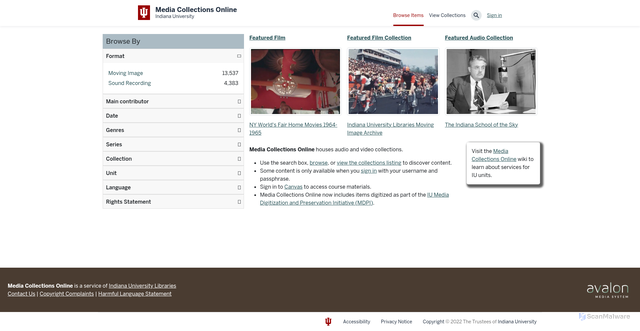 Security scan screenshot of https://media.dlib.indiana.edu