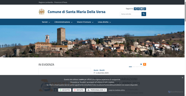 Security scan screenshot of https://www.comune.santa-maria-della-versa.pv.it/it-it/home