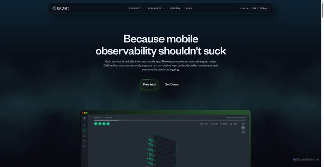 Security scan screenshot of https://bitdrift.io