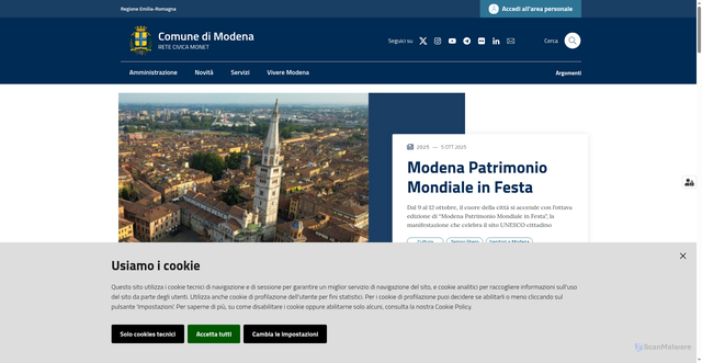 Security scan screenshot of https://www.comune.modena.it/