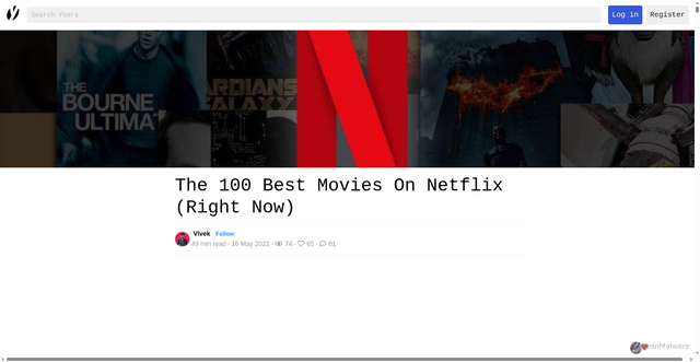 Security scan screenshot of https://yoo.rs/the-100-best-movies-on-netflix-right-now