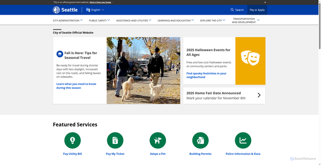 Security scan screenshot of https://seattle.gov/