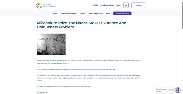 Security scan screenshot of https://international-maths-challenge.com/millennium-prize-the-navier-stokes-existence-and-uniqueness-problem-2/