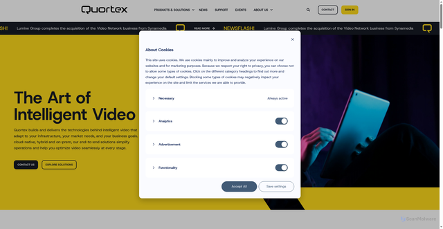 Security scan screenshot of https://quortex.io