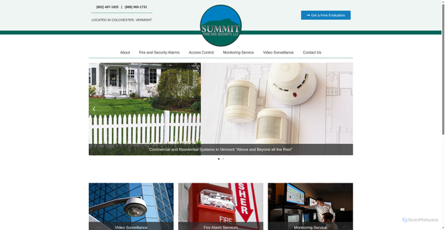 Security scan screenshot of http://summitfireandsecurityvt.com/