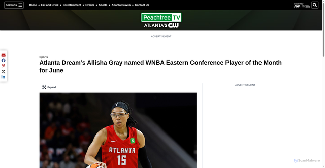 Security scan screenshot of https://www.peachtreetv.com/2025/07/03/atlanta-dreams-allisha-gray-named-wnba-eastern-conference-player-month-june/