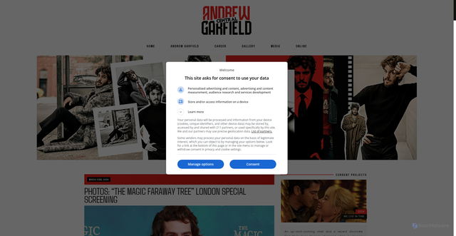 Security scan screenshot of https://andrew-garfield.com/