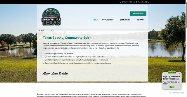 Security scan screenshot of https://fairchildstx.gov/