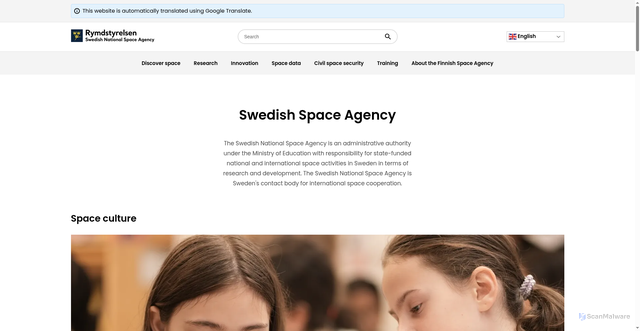 Security scan screenshot of https://www.rymdstyrelsen.se/