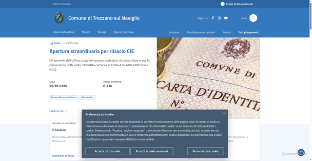 Security scan screenshot of https://www.comune.trezzano-sul-naviglio.mi.it