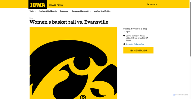 Security scan screenshot of https://now.uiowa.edu/event/34994/0