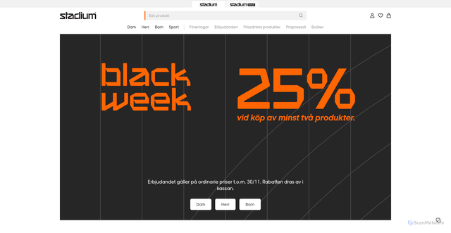 Security scan screenshot of https://www.stadium.se/