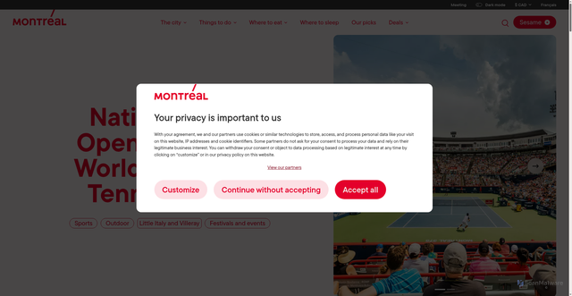 Security scan screenshot of https://www.mtl.org/en/experience/national-bank-open-tennis