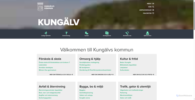 Security scan screenshot of http://www.kungalv.se