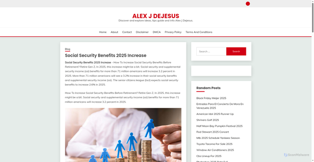 Security scan screenshot of https://alexjdejesusi.pages.dev/doocg-social-security-benefits-2025-increase-upavk/