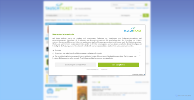 Security scan screenshot of https://tauschticket.de