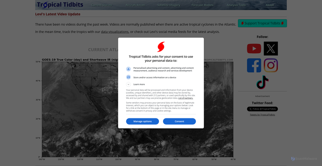 Security scan screenshot of https://www.tropicaltidbits.com