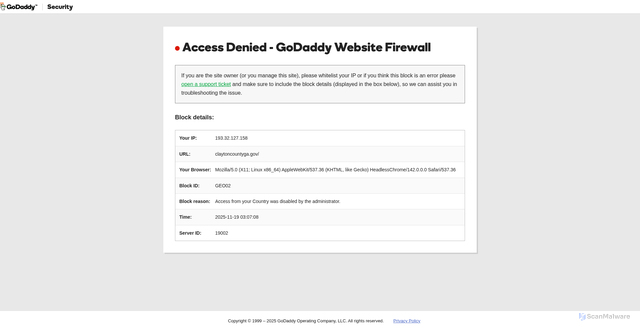 Security scan screenshot of https://claytoncountyga.gov/